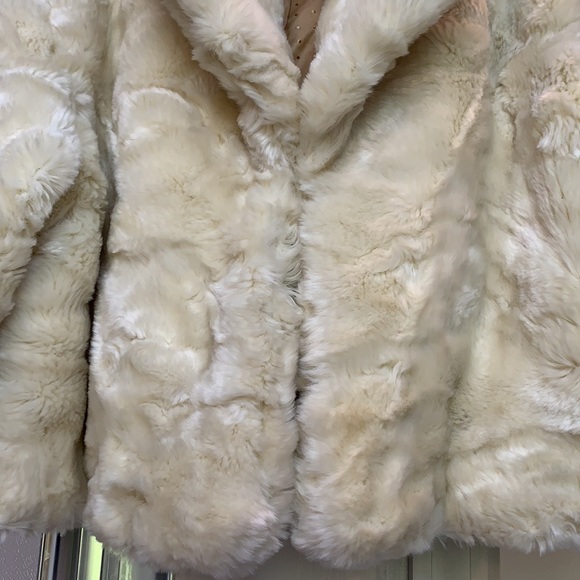 Vintage cream faux fur crop jacket shawl collar S - Picture 10 of 10